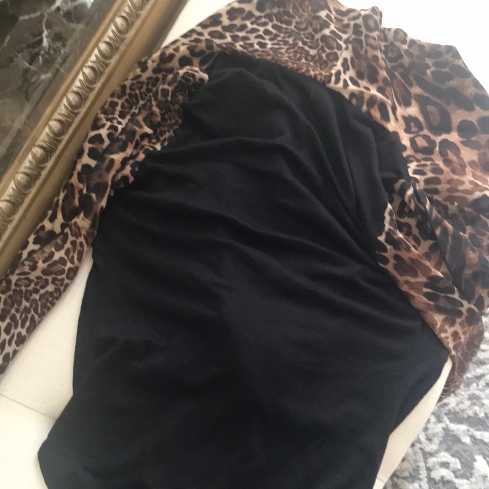 Leopard Print Wrap Bodysuit in Brown and Black - Picture 6 of 7